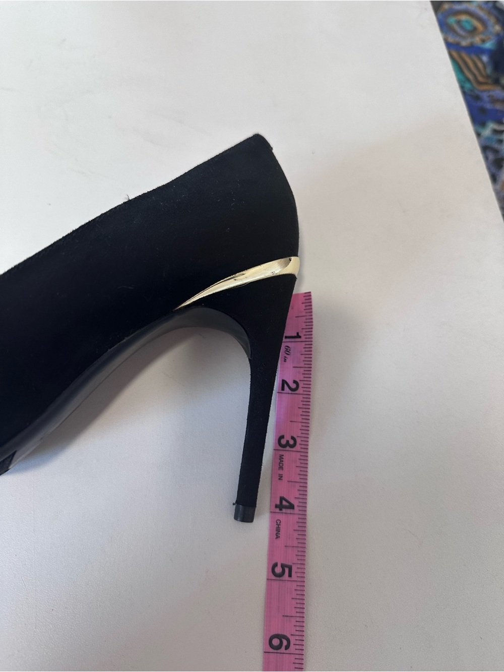 Marc Fisher Black Vegan Suede Pointed-Toe 4” Stiletto Pumps with Gold Accent - Picture 4 of 8